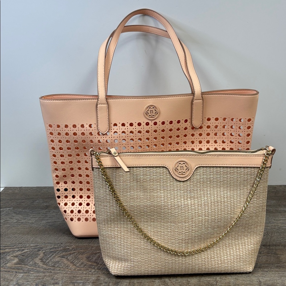 Nanette Lepore Peach Blush Perforated Tote with Matching  Purse